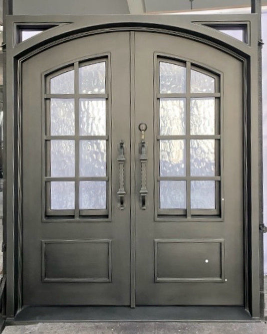 12g Iron Double Door - 6 Lite Arch