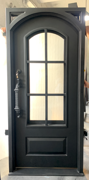 12g Iron Single Door - 6 Lite Arch