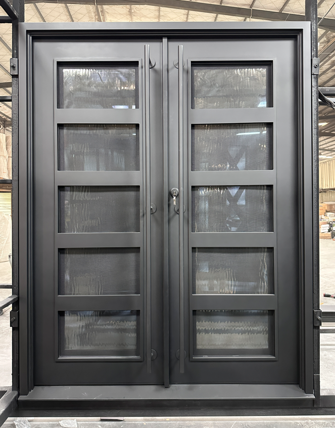 12g Iron Double Door - 5 Lite Modern