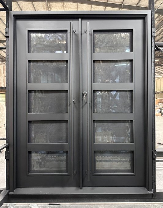 12g Iron Double Door - 5 Lite Modern